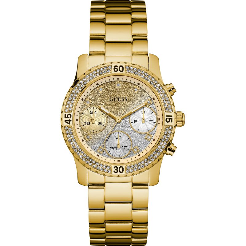 Guess Confetti Crystal Glitter Dial Ladies Watch W0774L5