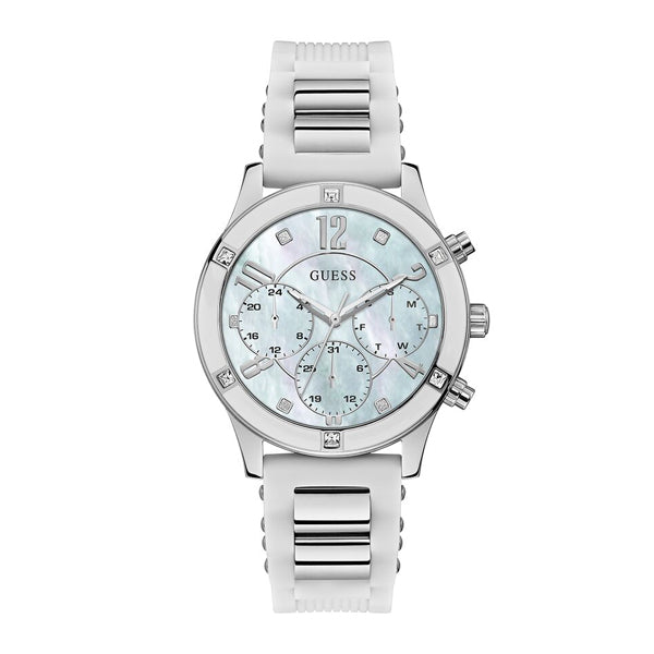 Guess Women's Analog Casual White Silicone Strap Women's Watch  W1234L1 - Watches of America