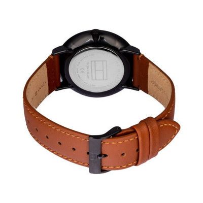 Tommy Hilfiger Black Dial Brown Leather Strap Men s Watch 1791510 Watches of America