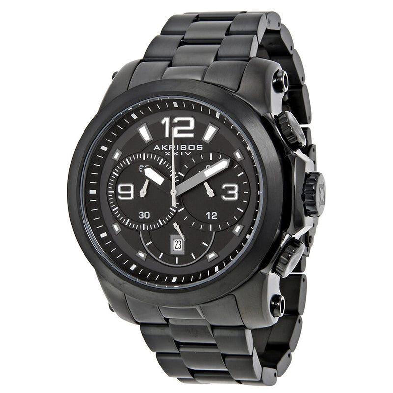 Akribos Black Dial Chronograph Stainless Steel Men's Watch #AK631BK - Watches of America