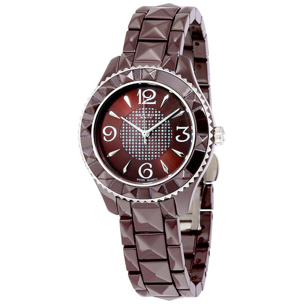 Akribos Brown Pyramid-Cut Ceramic Ladies Watch #AK533BR - Watches of America