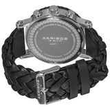 Akribos Chronograph Black Leather Men's Watch #AK571BK - Watches of America #3