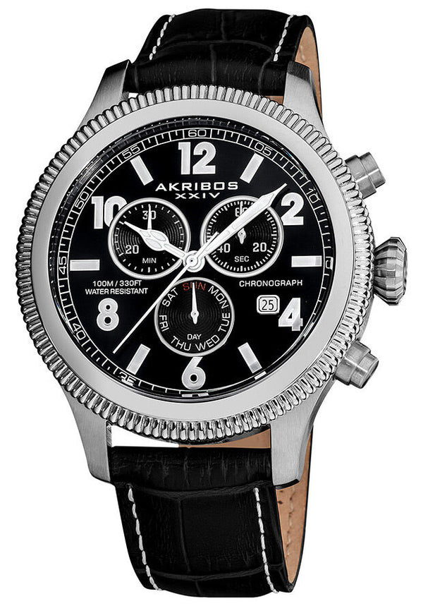 Akribos Ultimate Chronograph Stainless Steel Men's Watch #AK575BK - Watches of America