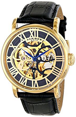 Akribos XXIV Automatic Skeleton Dial Men's Watch #AK540YGB - Watches of America