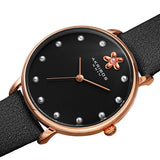 Akribos XXIV Quartz Black Dial Black Leather Ladies Watch #AK1084BK - Watches of America #2