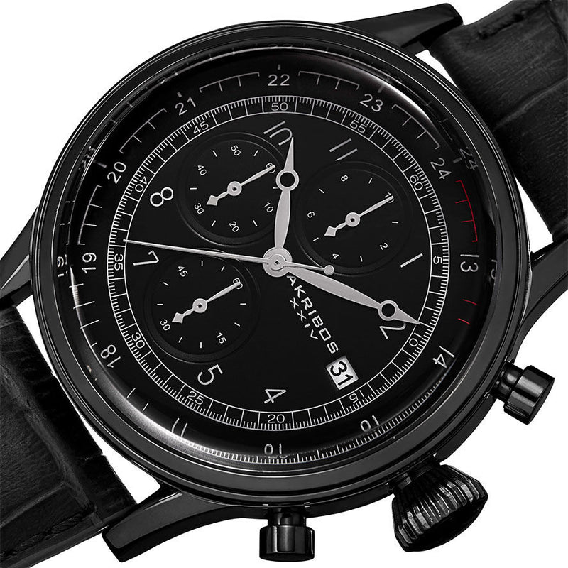 Akribos XXIV Chronograph Quartz Black Dial Men's Watch #AK798BK - Watches of America #2