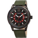 Akribos XXIV Quartz Black Dial Green Leather Men's Watch #AK1079BKGN - Watches of America