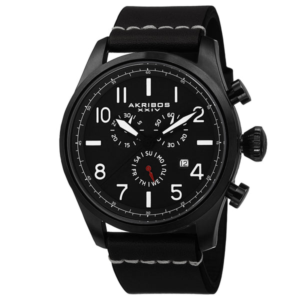 Akribos XXIV Chronograph Black Dial Black Ion-plated Men's Watch #AK705BK - Watches of America