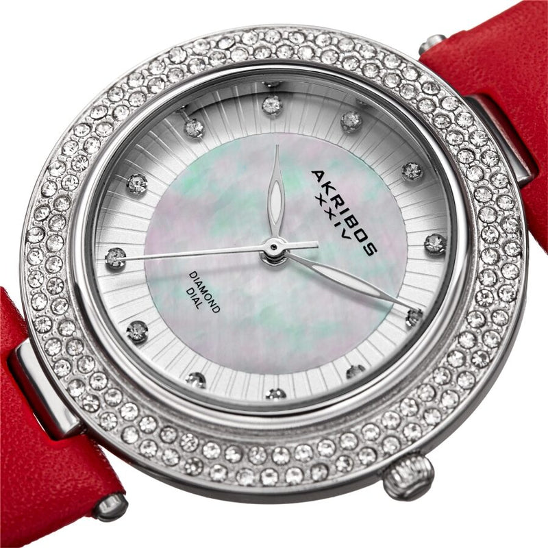 Akribos XXIV Quartz Diamond Crystal White Dial Ladies Watch #AK1008RD - Watches of America #2