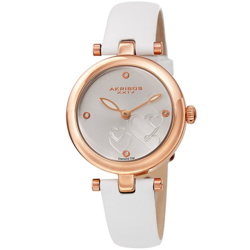 Akribos XXIV Quartz Diamond White Dial Ladies Watch #AK1044WTR - Watches of America