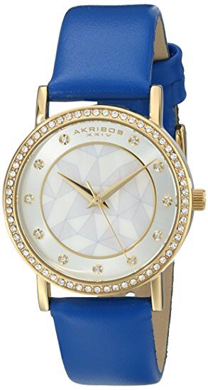 Akribos XXIV Geo-Pattern Mother of Pearl Dial Ladies Watch #AK791BU - Watches of America