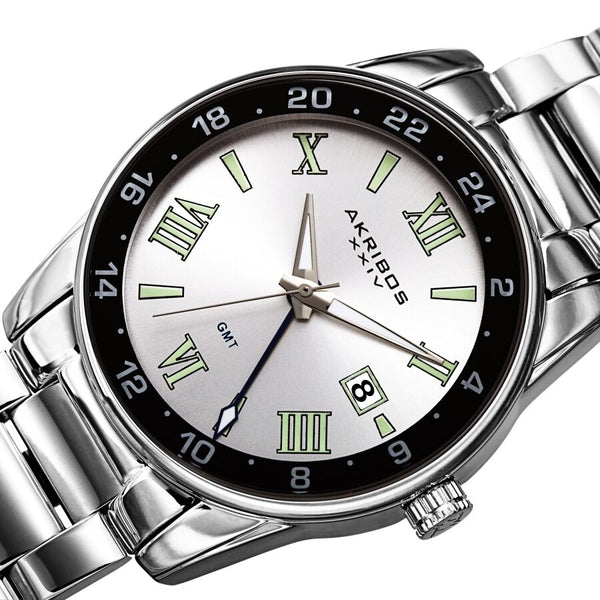Akribos XXIV Quartz Silver Dial Silver-tone Men's Watch #AK1055SS - Watches of America #2