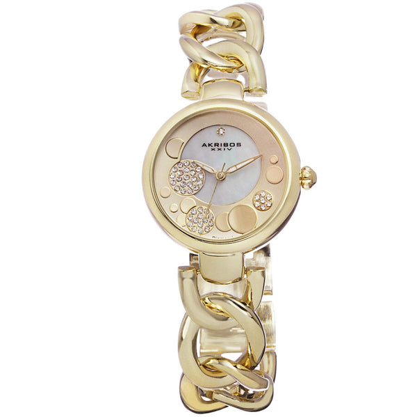 Akribos XXIV Gold Dial Gold-tone Ladies Watch #AK678YG - Watches of America