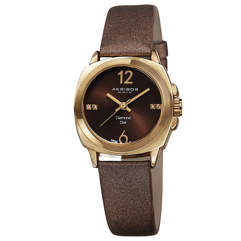 Akribos XXIV Brown Dial Gold-tone Ladies Watch #AK742YG - Watches of America