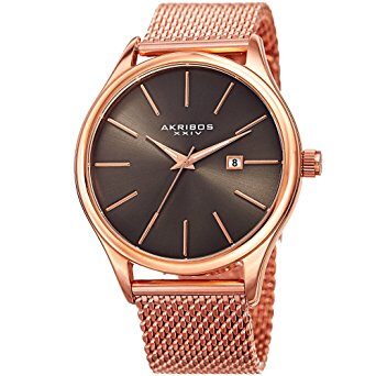 Akribos XXIV Gunmetal Dial Rose Gold-tone Men's Watch #AK959RGGN - Watches of America