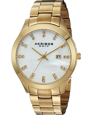 Akribos XXIV Mother of Pearl Gold-tone Ladies Watch #AK954YG - Watches of America