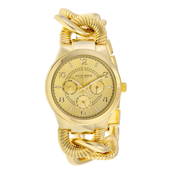 Akribos XXIV Multi-FunctionGold-tone Alloy Ladies Watch #AK721YG - Watches of America