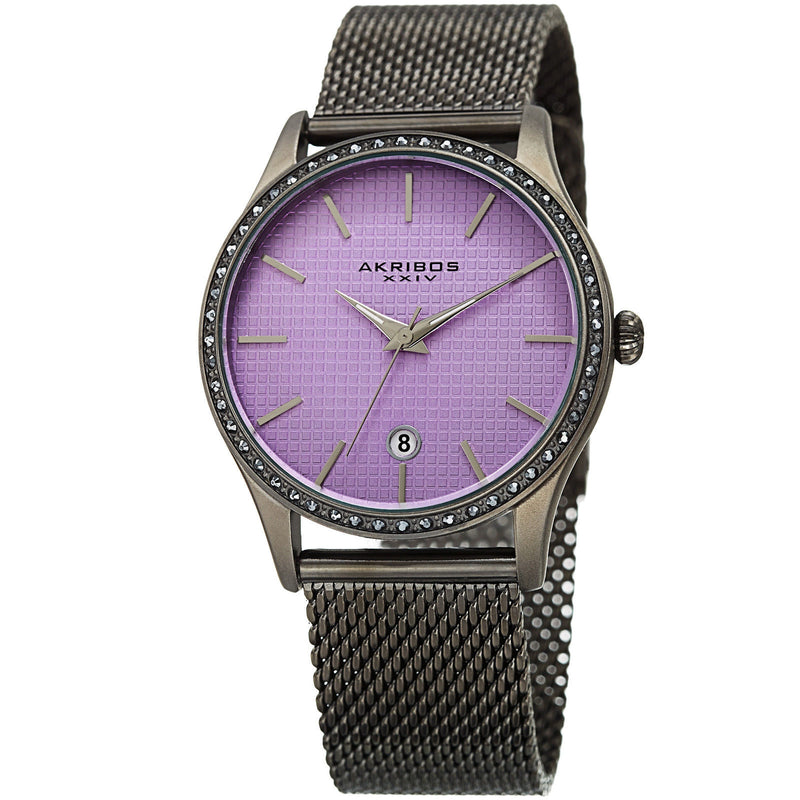 Akribos XXIV Purple Square-Textured Dial Ladies Watch #AK967GNPU - Watches of America