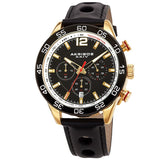 Akribos XXIV Quartz Black Dial Black Leather Men's Watch #AK1097YGB - Watches of America