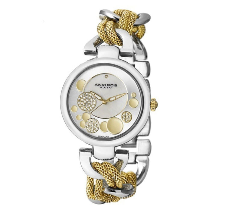 Akribos XXIV  Quartz Mother of Pearl Diamond Ladies Watch #AK895TTG-BX - Watches of America