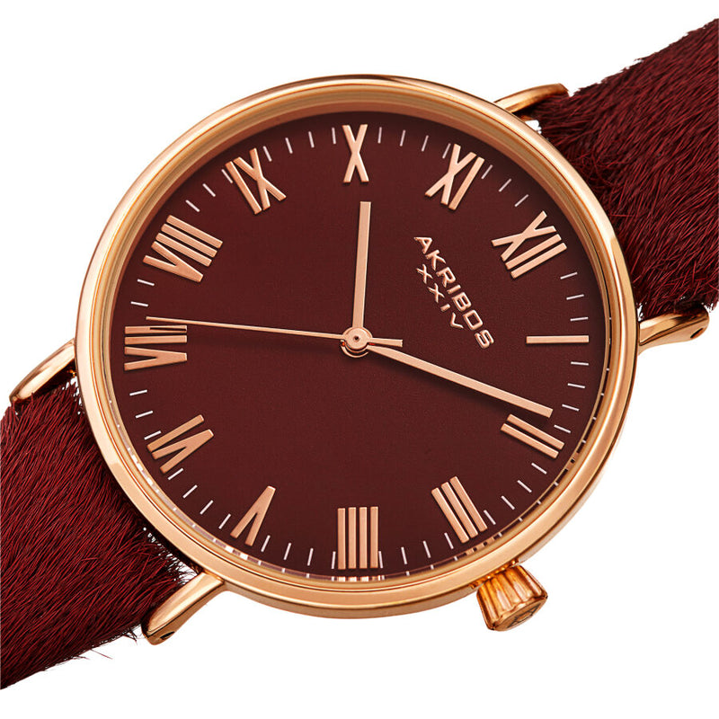 Akribos XXIV Quartz Red Dial Red Leather Ladies Watch #AK1081RD - Watches of America #2