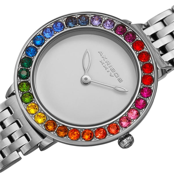 Akribos XXIV Quartz White Dial Stainless Steel Ladies Watch #AK1091SS - Watches of America #2