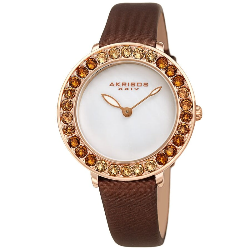 Akribos XXIV Quartz White Dial Ladies Watch #AK1093BR - Watches of America