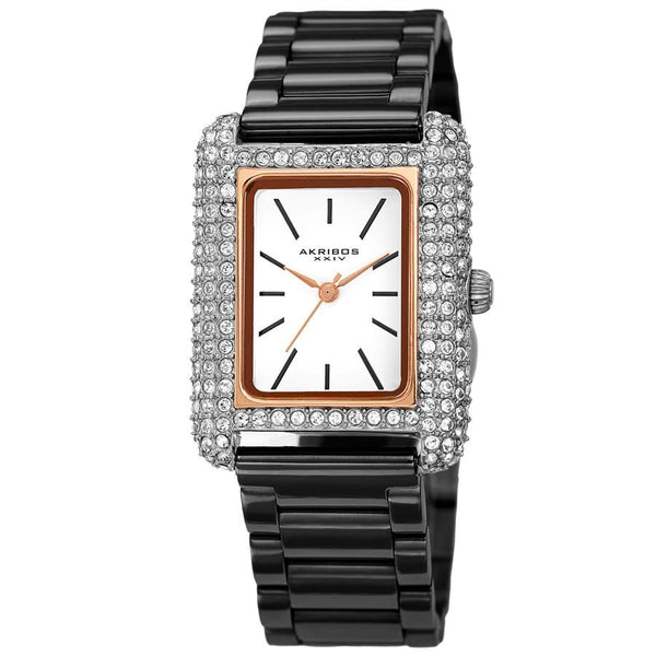 Akribos XXIV Quartz White Dial Ladies Watch #AK1108BKR - Watches of America