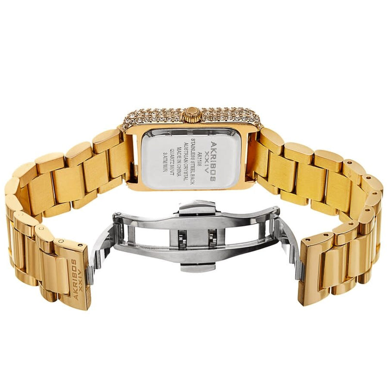 Akribos XXIV Quartz White Dial Yellow Gold-tone Ladies Watch #AK1108YG - Watches of America #4