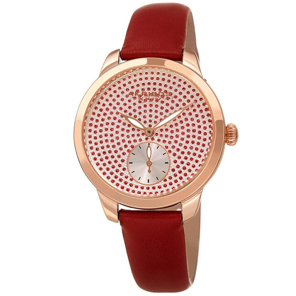 Akribos XXIV Quartz Red Dial Ladies Watch #AK1089RD - Watches of America