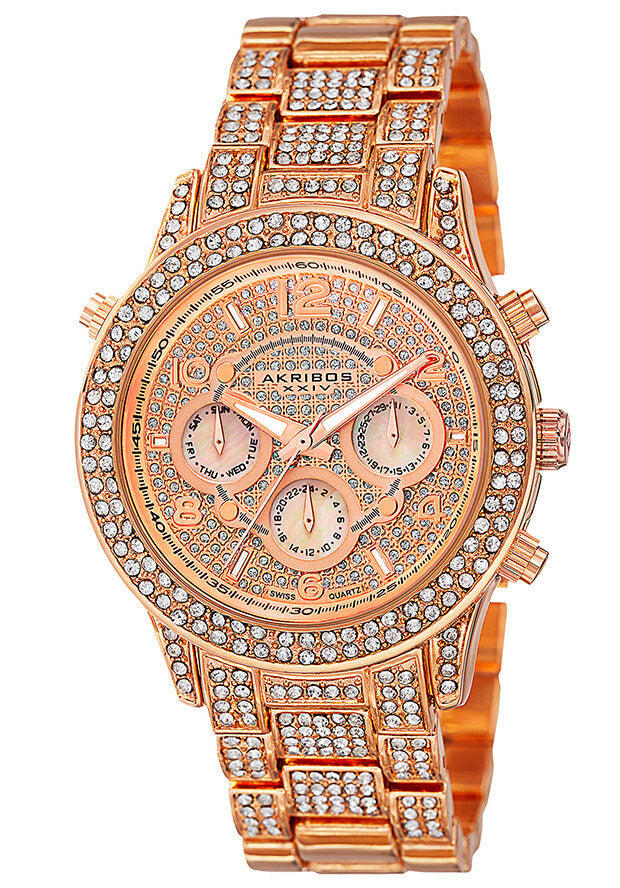 Akribos XXIV Rose Gold-tone Dial Ladies Watch #AK776RG - Watches of America