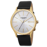 Akribos XXIV Silver Dial Leather Men's Watch #AK618YG - Watches of America