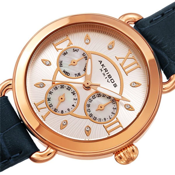 Akribos XXIV Quartz Crystal Gold Dial Ladies Watch #AK1043BU - Watches of America #2