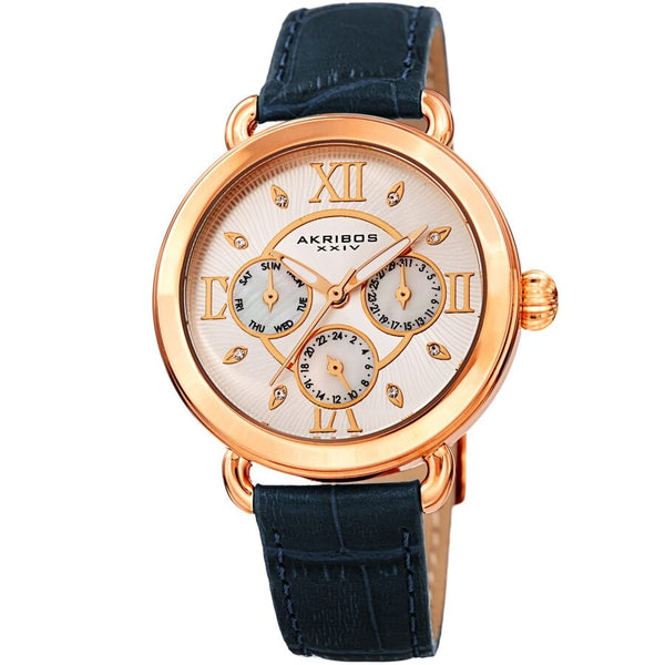 Akribos XXIV Quartz Crystal Gold Dial Ladies Watch #AK1043BU - Watches of America