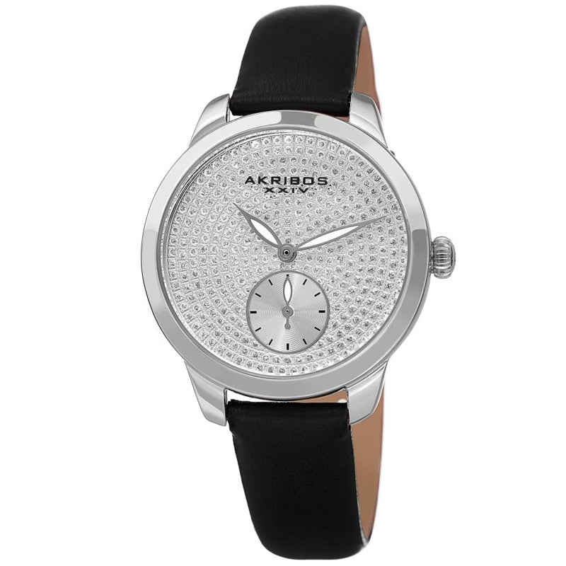 Akribos XXIV Quartz Silver Dial Ladies Watch #AK1089SSBK - Watches of America