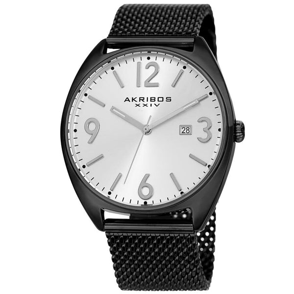 Akribos XXIV Silver-tone Dial Men's Watch #AK1026BK - Watches of America
