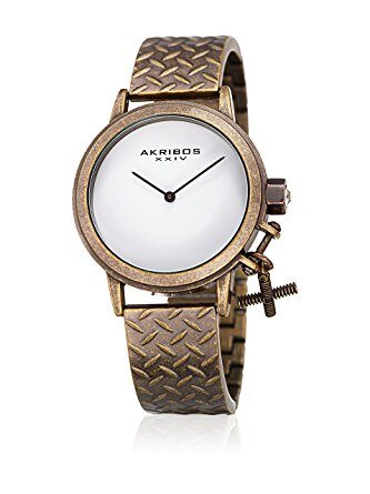 Akribos XXIV White Dial Ladies Brown Tone Watch #AK966BZ - Watches of America