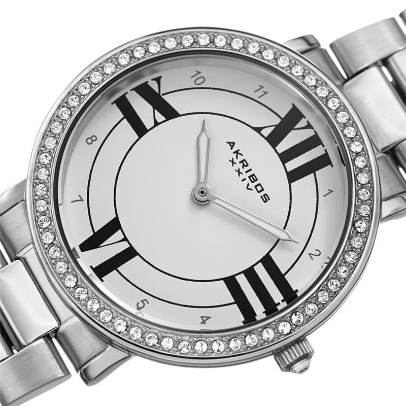 Akribos XXIV Quartz Crystal White Dial Ladies Watch #AK1036SS - Watches of America #2