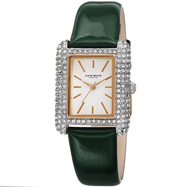 Akribos XXIV Quartz Crystal White Dial Ladies Watch #AK1068GN - Watches of America