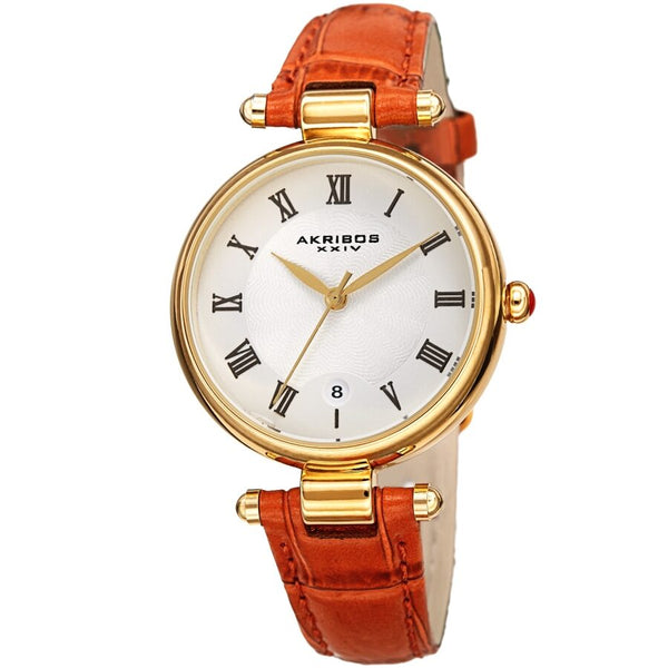 Akribos XXIV Quartz White Dial Ladies Watch #AK1070OR - Watches of America