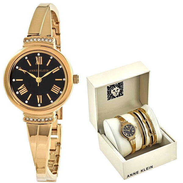 Anne Klein Black Glossy Dial Ladies Watch and Bracelet Set #AK-3414BKST - Watches of America #2