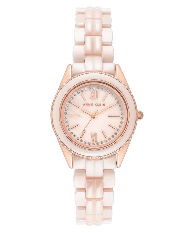 Anne Klein Light Pink Dial Light Pink Ceramic Ladies Watch #AK/3410LPRG - Watches of America