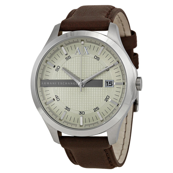 Armani AX Exchange Whitman Silver Dial Brown Leather Men's Watch AX2100 - Watches of America