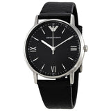 Emporio Armani Kappa Black Dial Black Leather Men's Watch #AR11013 - Watches of America