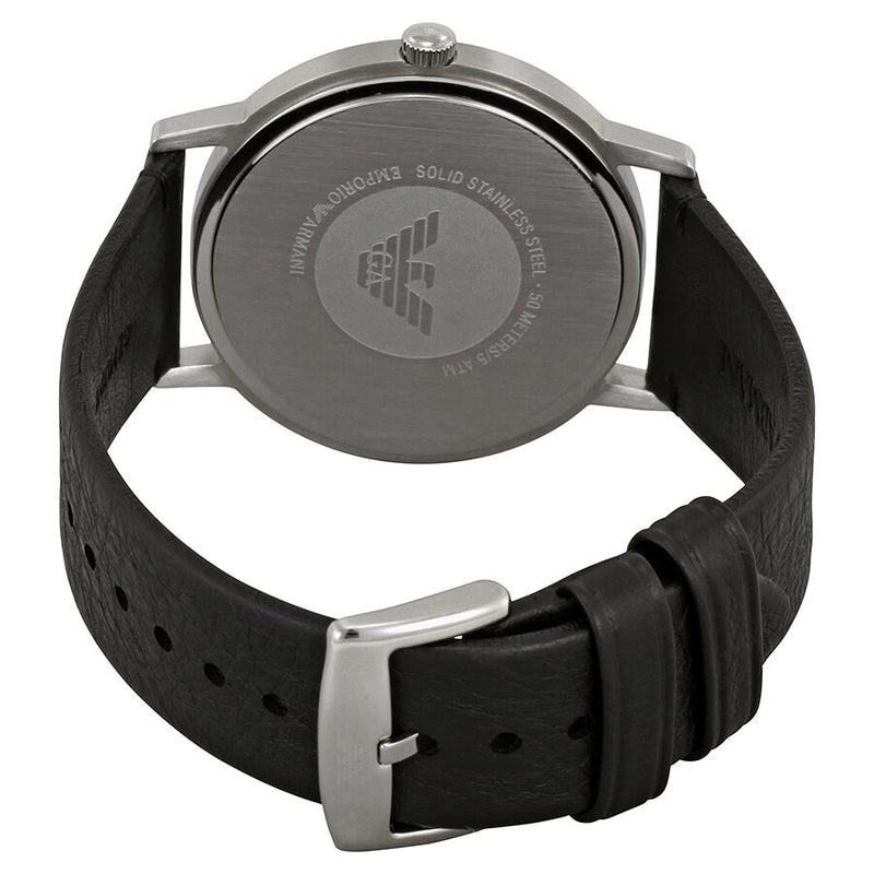 Emporio Armani Kappa Black Dial Black Leather Men's Watch #AR11013 - Watches of America #3