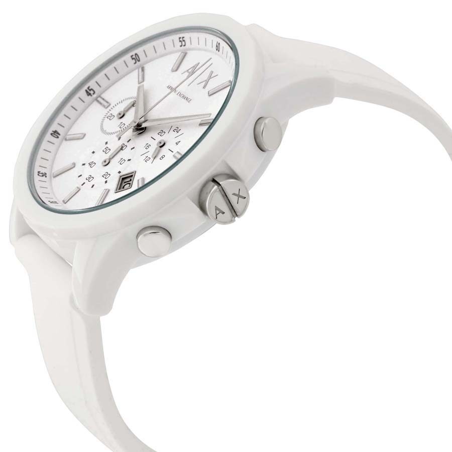 Armani Exchange Mens AX1325 Quartz purchases Analog White Rubber Watch Stainless Steel