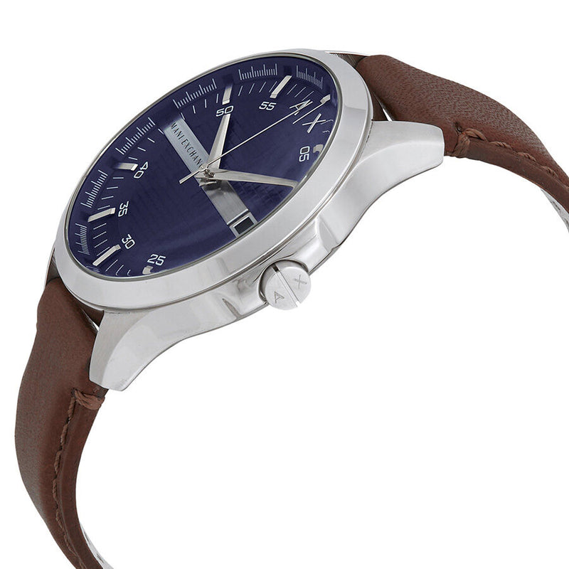 Armani Exchange Navy Dial Brown Leather Men's Watch #AX2133 - Watches of America #2