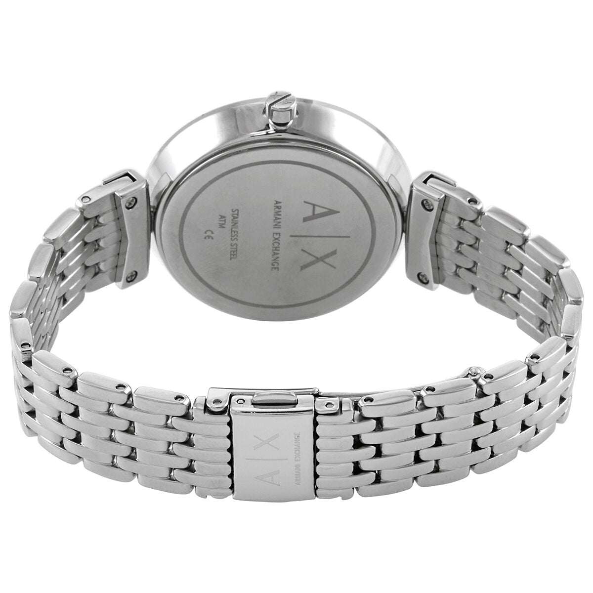 Armani exchange silver dial and discount stainless steel bracelet ladies watch