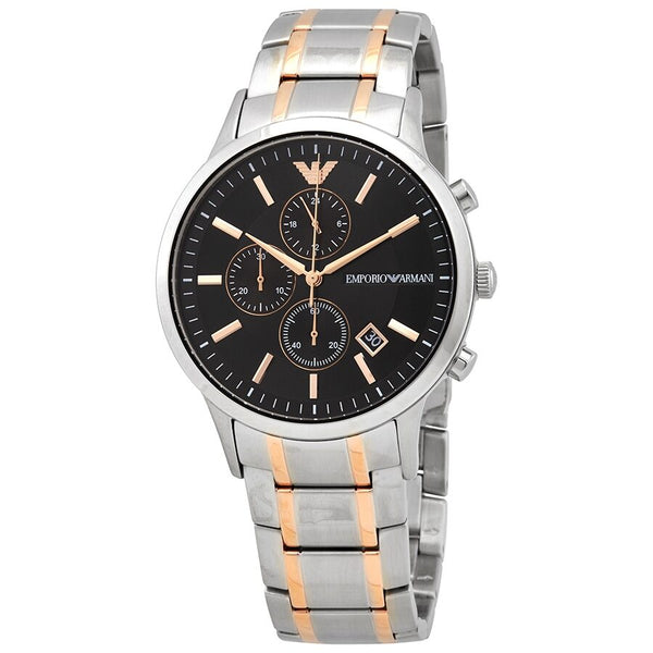 Emporio Armani Renato Chronograph Quartz Black Dial Men's Watch #AR11165 - Watches of America