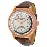 Baume And Mercier Capeland Worldtimer Beige Dial 18kt Rose Gold Brown Leather Men's Watch 10107#A10107 - Watches of America